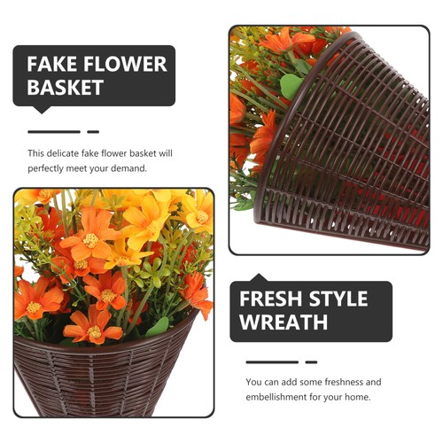 Artificial Outdoor Potted Flowers Simulation with Basket Wall Decor