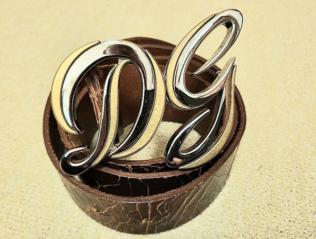 Dolce&Gabbana Men Belt Dg Logo Buckle Cracked Leather 95Cm