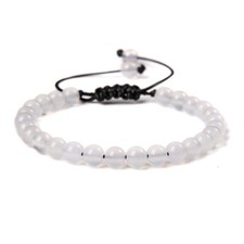 Natural Gemstone Crystal Quartz 6mm Bead Braided Macrame Cord Bracelet UK