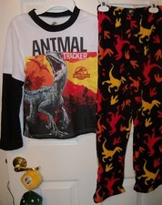 Jurassic World Dinosaur Flame Resistant 2 Piece Pajama PJ Set Boys Size 4 NEW