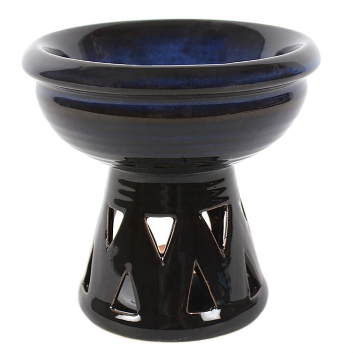 Deep Bowl Blue Oil Burner and Wax Warmer Set. Home Fragrance Aromatherapy Gift.