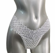 Nwt Victorias Secret The Lacie Floral Lace Thong Panty White with Black Dots S