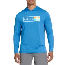 Hurley Men's Sunny Side Hybrid Stretch Hooded UV T-Shirt Size XL Blue