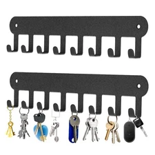2 Pack Wall Mounted Key Holder, 8 Hooks Stainless Steel Key Rack with Adhesive