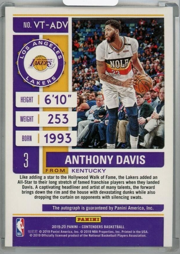 Anthony Davis 2019-20 Contenders on card Auto Ticket The final /25