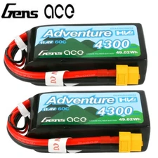 2x Gens Ace Adventure HV 4300mAh 11.4V 60C 3S Lipo RC Crawler Battery XT60 Plug 
