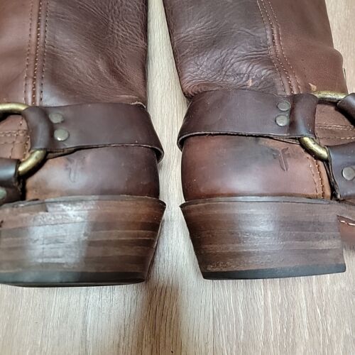 Frye Harness halbhohe Kalbslederstiefel Größe 7 Herren 8,5 Damen braun Cowboy Schnalle USA - Bild 17 von 24