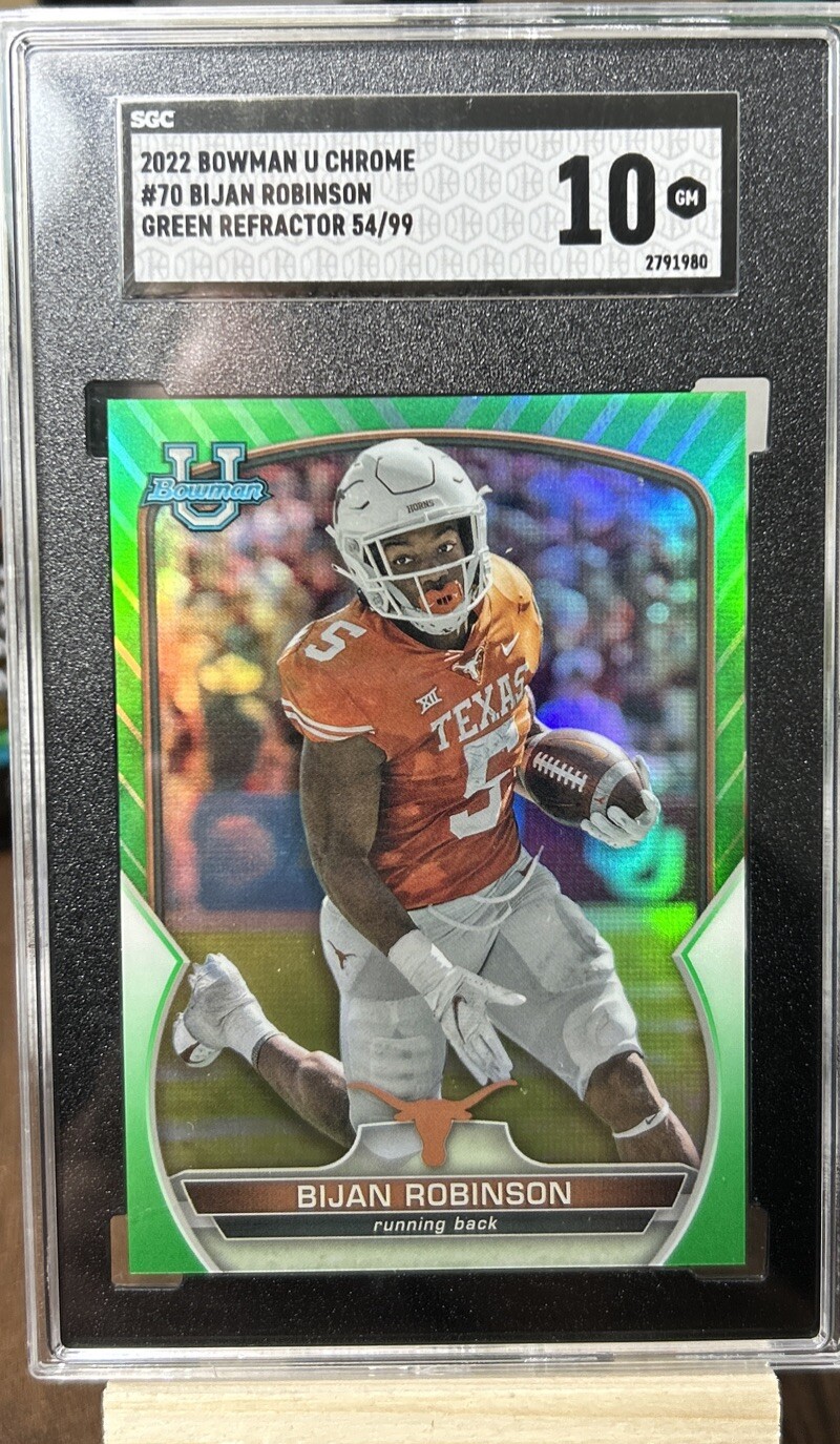 2022 Bowman University Chrome - Green Refractor #70 Bijan Robinson /99 (RC)