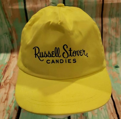 Vintage Hat Russell Stover Candy Neon Yellow Candies Chocolate Employee Hat