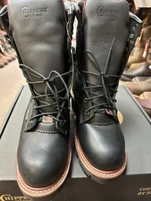 mens work boots Motorcycle Black  Chippewa 9.5E Steel Toe#25410 Logger