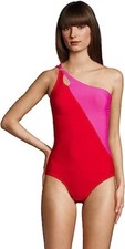 NWT Lands' End Women's Tummy Control One Shoulder Swimsuit Size 24W 85 DD758