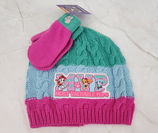 Girls Nickelodeon Paw Patrol Beanie Hat and Mittens Set Toddler Size 2T-5T New
