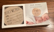 Rae Dunn Baby 13-piece Milestone Discs from One Month to One Year Old Wood 4"