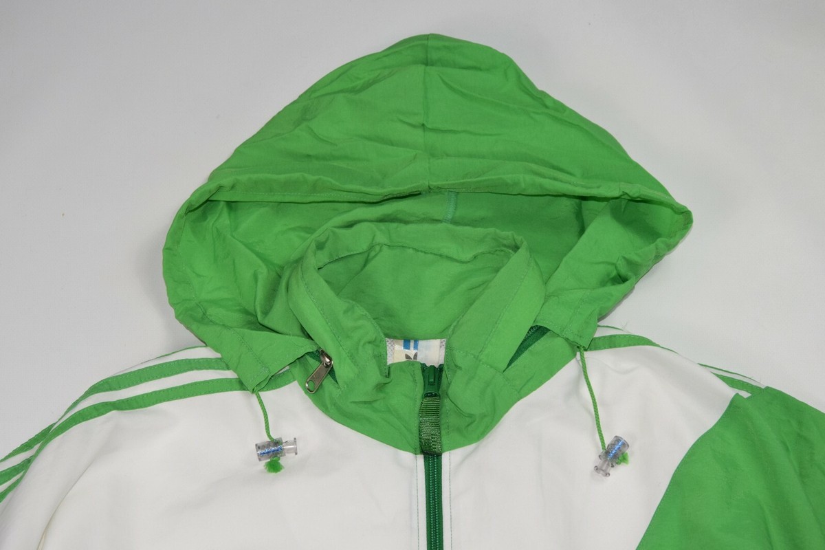 adidas track jacket zip hooded green vintage windbreaker F180 D6