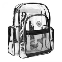 Mggear Clear Transparent Pvc School Backpack/ Outdoor Backpack With Black Trim Mggear Clear Transparent Pvc School Backpack/ Outdoor Backpack With Black Trim