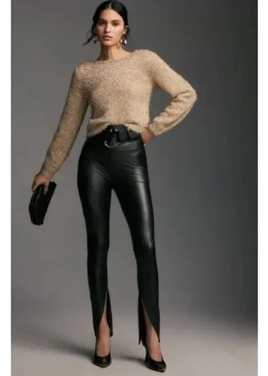 Suéter pulôver de cílios Anthropologie dourado metálico festivo cropped tamanho G. - Imagem 4 de 4