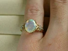 Natural Oval Fire Opal Solitaire Engagement Ring 14K Yellow Gold Silver Plated