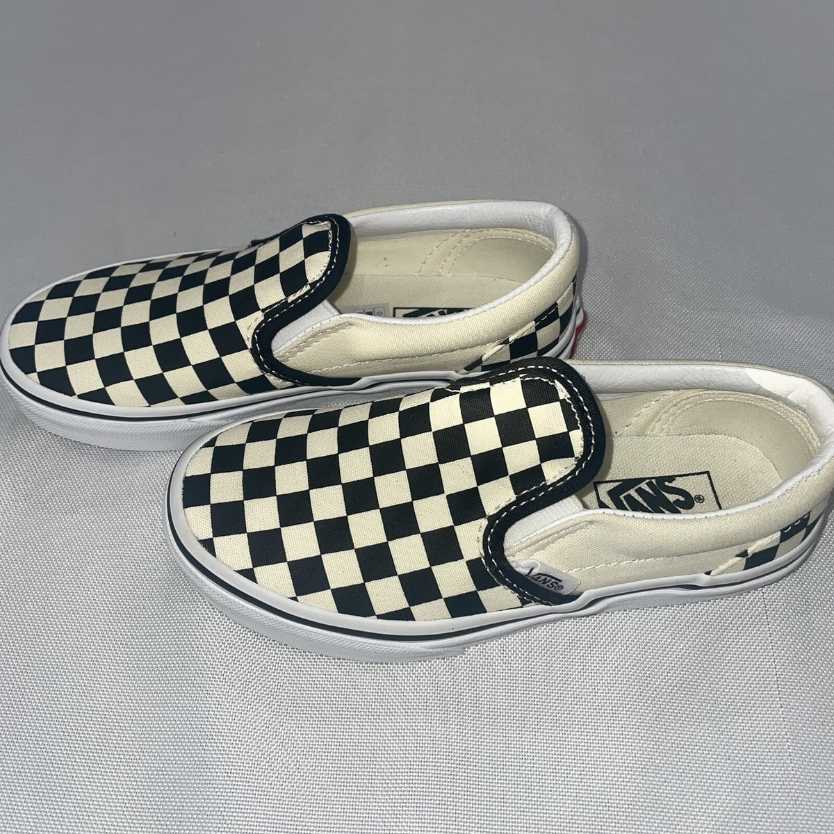 New Black White Checkered Vans Classic Slip On Shoes Sneakers Boys Youth