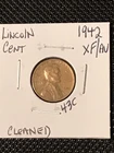 1942 Lincoln Cent  XF/AU   **Cool Looking after cleaning**