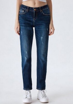 LTB Jeans Aspen Y Slim Straight Mid Rise Destroyed Blau Denim Stretch Hose L30