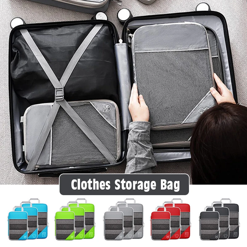 3/6x Travel Compression Packing Cubes Storage Mesh Bags Expandable Space  Saving