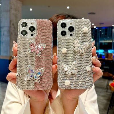 For VIVO OnePlus Diamond Butterfly Case Back Glitter Bling Phone Cover Women Gir
