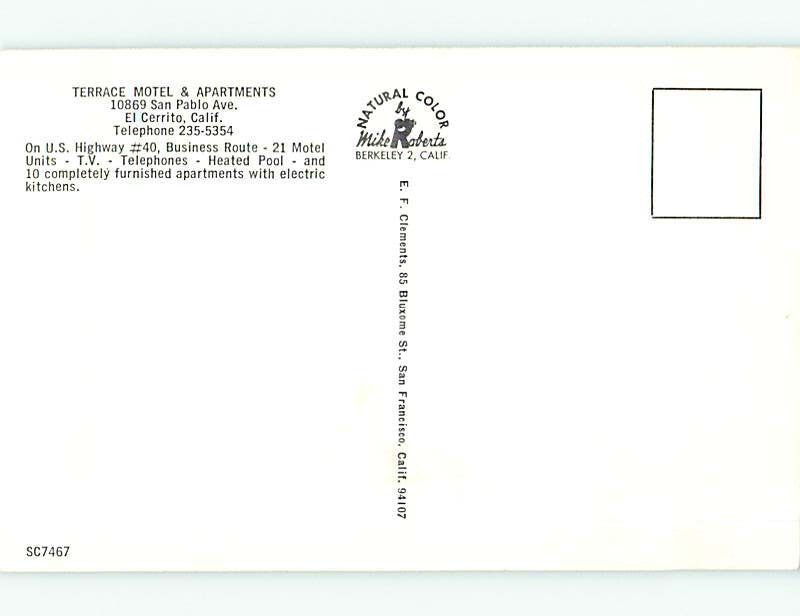 Unused Pre1980 TERRACE MOTEL El Cerrito California CA make an offer