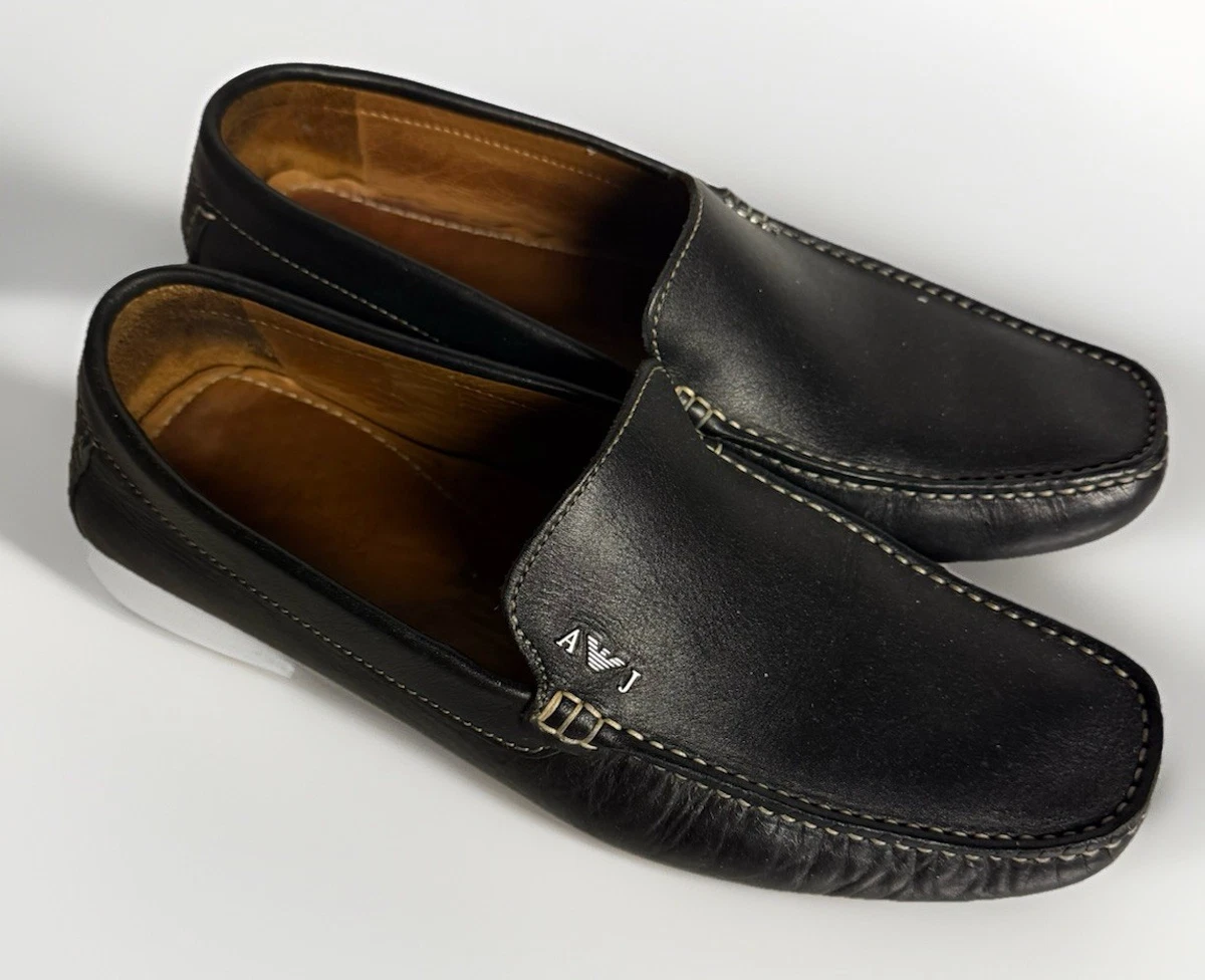 Armani Jeans Black Pebbled Leather Driving Loafers Men’s US Size 9.5/ EU 43 Armani Jeans Men main image 4