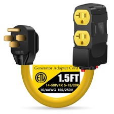 50 Amp to 20 Amp 110V RV Distribution Adapter, NEMA 14-50P to 4 X 5-20R/15R R...