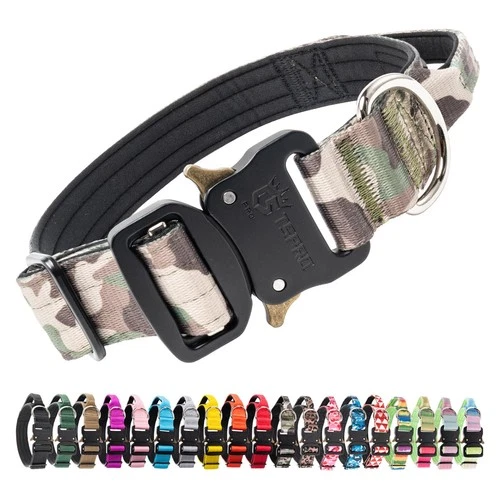 Dog Collar Size M, Heavy Duty Quick-Release Metal Buckle Adjustable - Camo