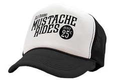 Old Fashioned MUSTACHE RIDES Adjustable Snap Back Unisex Funny Trucker Hat Cap