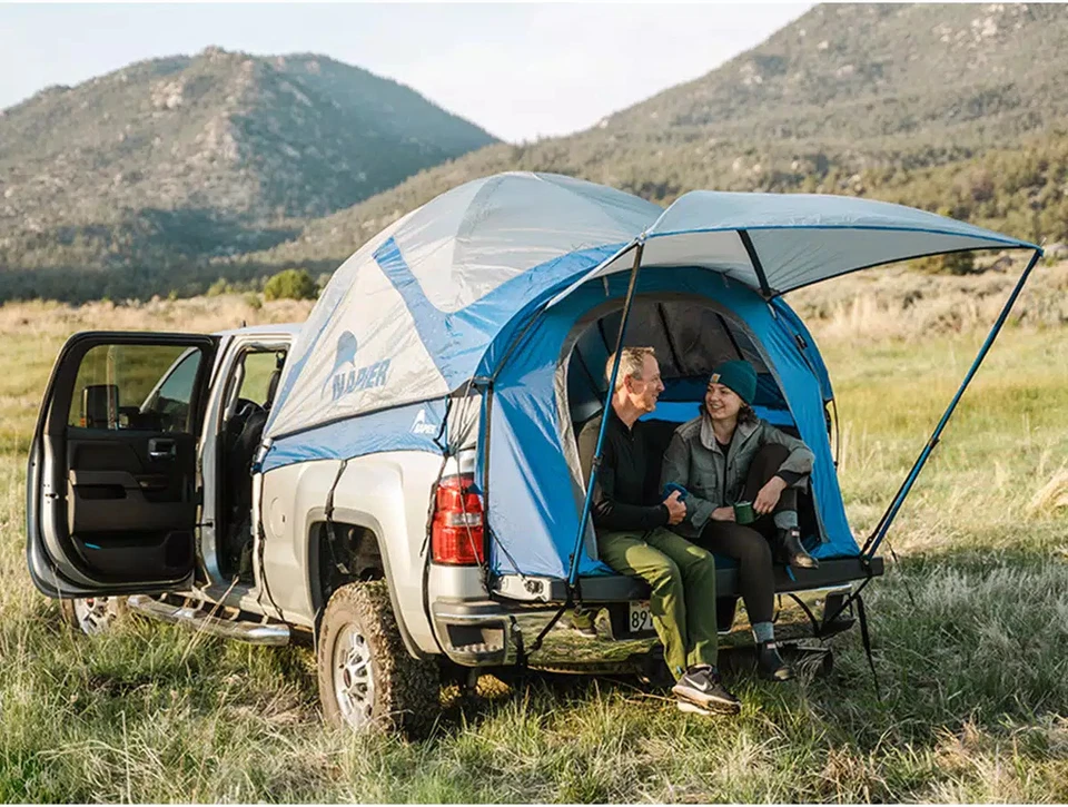 Napier Sportz Compact Short Truck Bed 2 Person Camping Tent w/ Sun Awning, Blue Foto 2 de 4