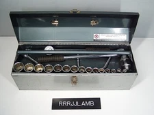 Vtg WRIGHT TOOL 21 Pc 1/2" Drive RATCHET 12 Pt SOCKET SET w/ Original TOOL BOX