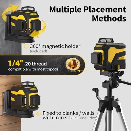  Laser Level Cross Line Laser for Construction and Picture Hanging, 12 3x360°