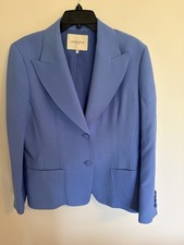 Lafayette 148 Women's Cornflower Blue Wide Lapel Blazer w/ Top Stitching Size 14
