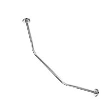 Medium Stainless Steel Diamond Shaped Corner Shower Curtain Rod, Silver Tone