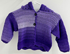 unbranded handmade crochet girls sweater cardigan 2 button no tags size purple