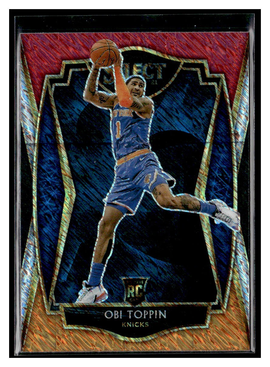 2020-21 Panini Select #187 Obi Toppin Red White Orange Shimmer New York Knicks