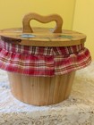  Decorative Country Cottage Wooden Sewing/Bread Flip Top Basket w/ Birdhouses — photo 2
