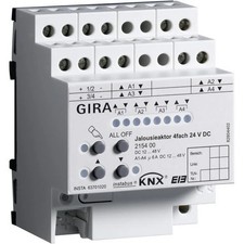 Gira - Bussystem-Jalousieaktor Jalousieaktor 4fach 215400 24VDC KNX/EIB REG