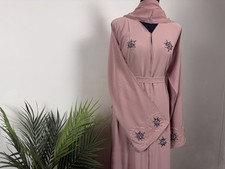Blush Pink Dubai Abaya Modest Dress Elegant Islamic Women Wear Size 54,56,58,60