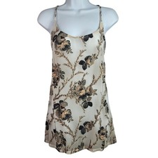 Victoria's Secret Sheer Chemise Gray Tan Large Strappy Floral Vintage USA 1999