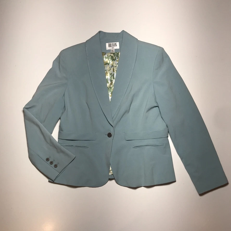 Bill Blass Suits Womens Peplum Blazer Jacket & Twilly Belt Pencil Skirt Set 14 - Image 3 of 4
