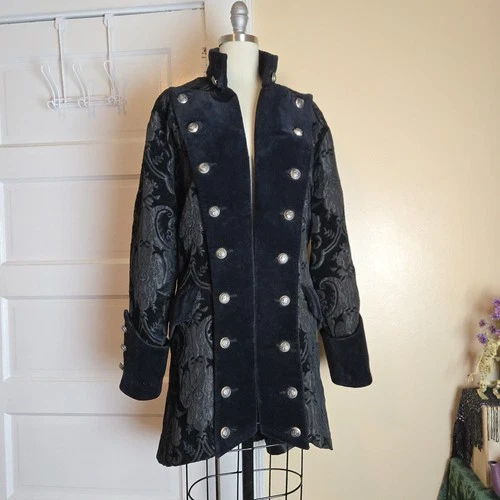 Shrine Hollywood California black brocade gothic steampunk military vampire coat image 6