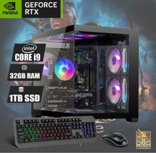 Desktop Gaming PC RTX 5060 i9, up to 32GB RAM, 1TB SSD NVMe, Windows 11, WiFi 6