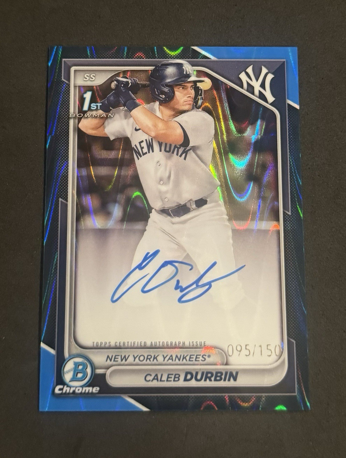 2024 Bowman Chrome Prospects Auto 1st  Caleb Durbin Blue Raywave /150 RED SOX🔥
