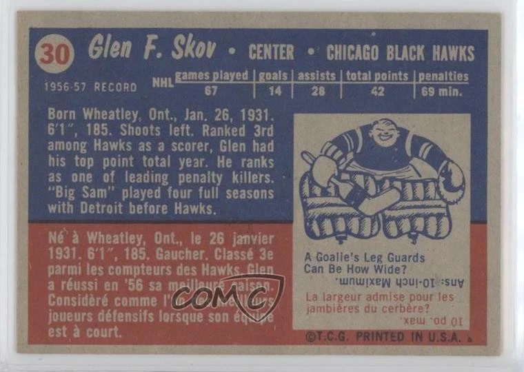 1957-58 Topps Glen Skov #30 - Image 2 of 2