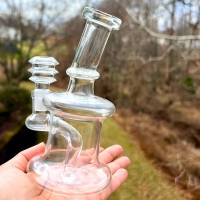 6'' Mini Glass Water Pipe bong - Portable Travel Bubbler - Showerhead Perc - 14mm