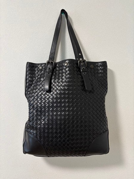 Bottega Veneta Intrecciato Leather Tote Bag Black Women Pre-owned