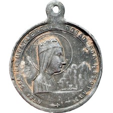 DE COLECCIÓN SAGRADO CORAZÓN DE JESÚS MEDALLA RELIGIOSA ANTIGUO ENCANTO VIRGEN MONTSERRAT